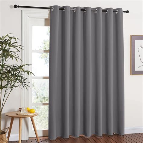 NICETOWN Grey Blackout Patio Sliding Door Curtain Extra Wide, Grommet ...