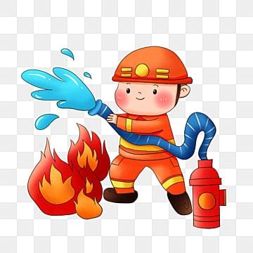 Extinguish Fire Clipart PNG Images, Firefighter Extinguishing Fire ...