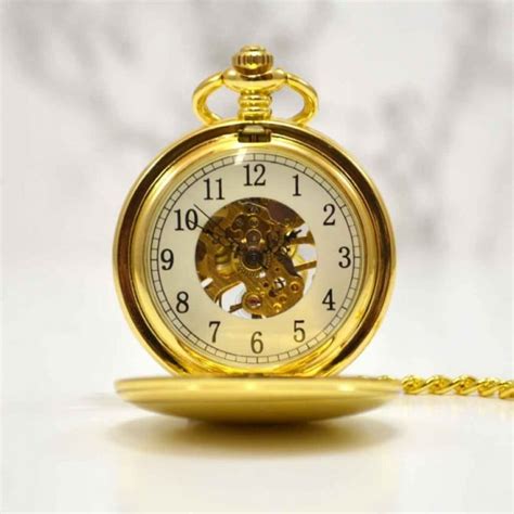 Gold Engraved Pocket Watch With Antique Style Back - GiftsOnline4U