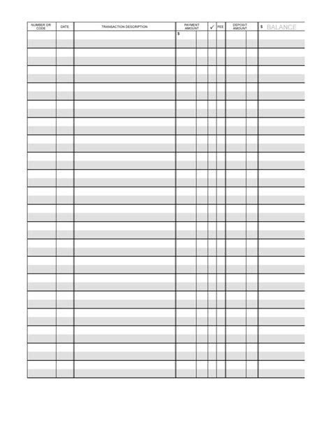 Printable Checkbook Balance Sheet | room surf.com