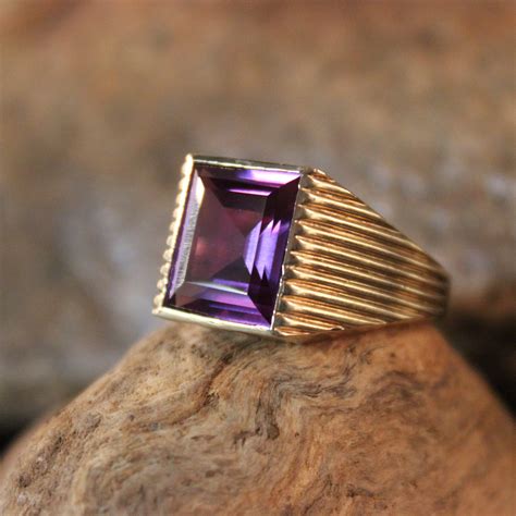 Rare Mens Large Alexandrite Ring 10K Solid Gold Mens Ring 5.4 Grams ...