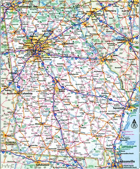 Georgia interstate highways map I-16 I-20 I-75 I-80 I-85 I-95 road free ...