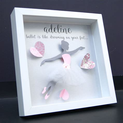 Personalized Name Paper Art Shadowbox Frame with Paper Ballerina with ...