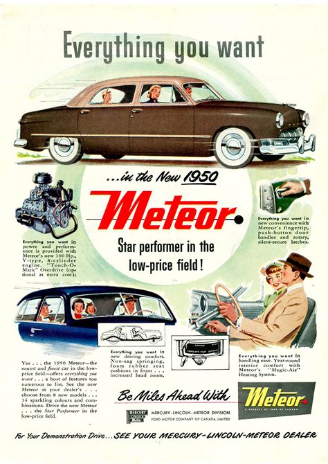 Meteor Car Advertisement Poster (1950) | Car ads, Ad car, Vintage cars