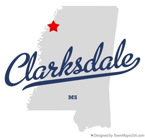 Map of Clarksdale, MS, Mississippi