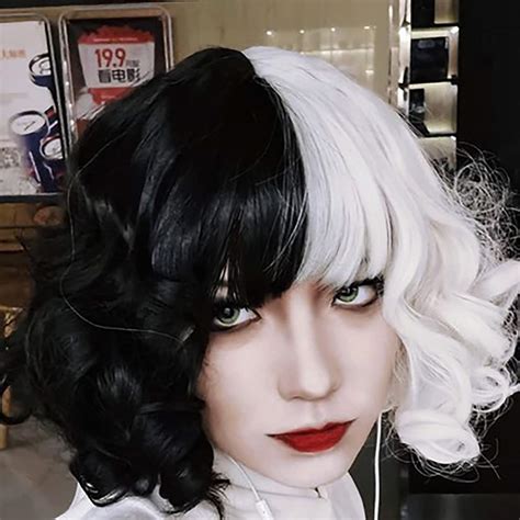 Cruella Wig Half Black Half White Wig Cruella de Vil Emma | Etsy