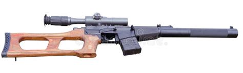 Modern Russian Sniper Rifle with Optic Scope on White Stock Image ...