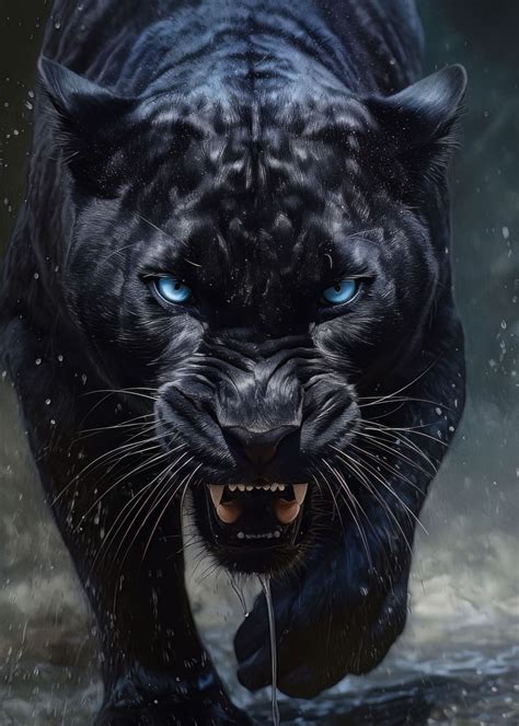 'black panther powerful eye' Poster, picture, metal print, paint by ...