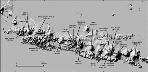 Location of the main volcanoes in Java. | Download Scientific Diagram