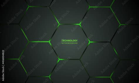 Dark green hexagonal technology vector abstract background. Green ...