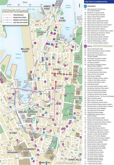 Sydney maps - Top tourist attractions - Free, printable city street map