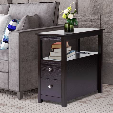 2-Drawer End Table, Sesslife Storage Side Table for Living Room Bedroom ...