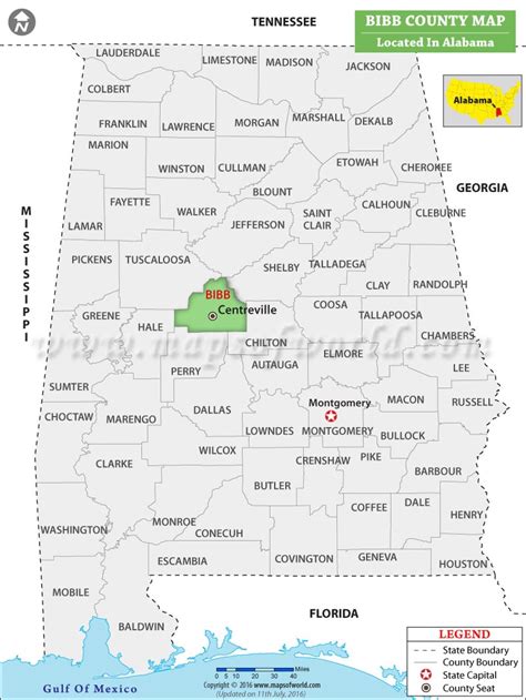 Bibb County Map, Alabama