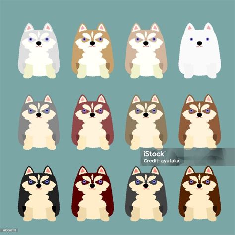 Lucu Husky Anak Anjing Mewarnai Variasi Ilustrasi Stok - Unduh Gambar ...