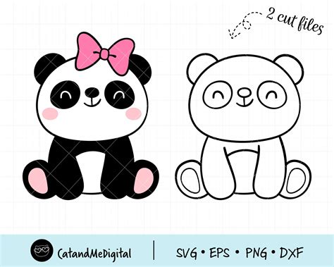 Baby Panda Svg Panda Girl Svg Panda Clipart Panda With Bow - Etsy