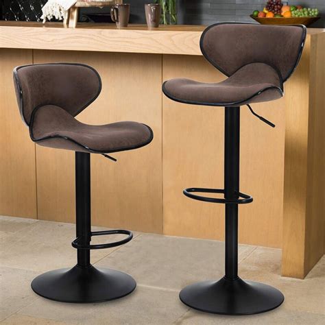 MF Studio 2PCS Metal Bar Stools Upolstered Counter Height Swivel ...