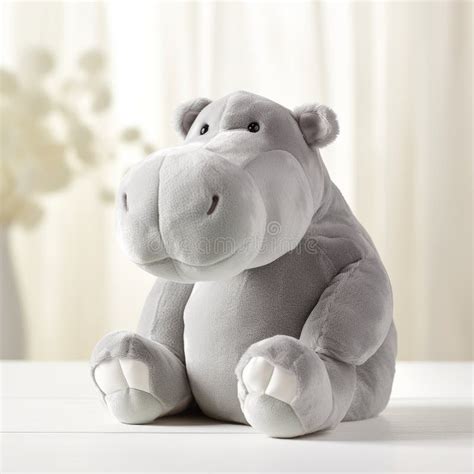 Gray Hippo Plush Stuffed Animal - Large-scale Table Decor Stock ...