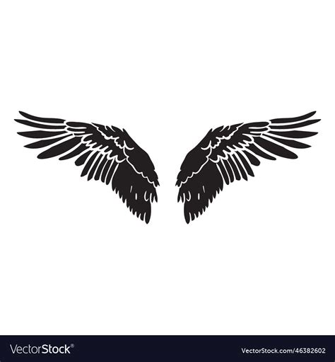 Bird angel wings spread cut out black Royalty Free Vector