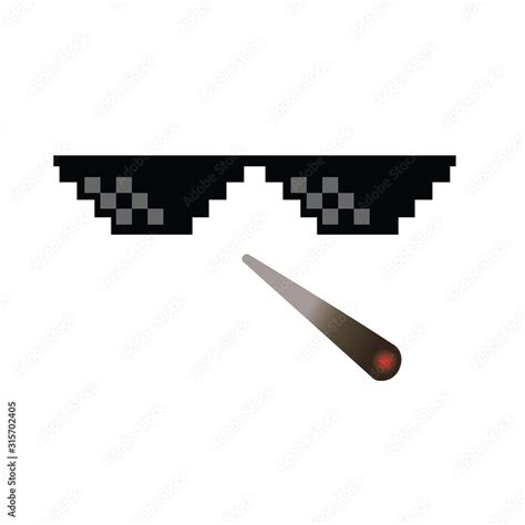 Thug life meme pixel glasses icon, vector Illustration. Stock Vector ...