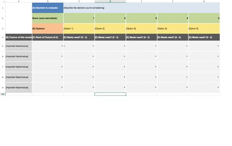 Decision Matrix Analysis Excel Template