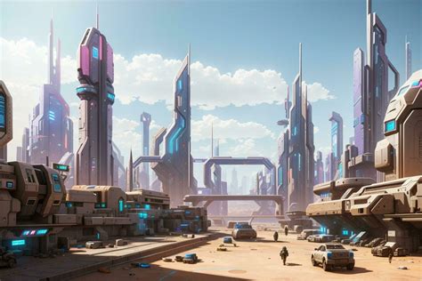 Cyberpunk futuristic desert city AI Generated 29314679 Stock Photo at ...