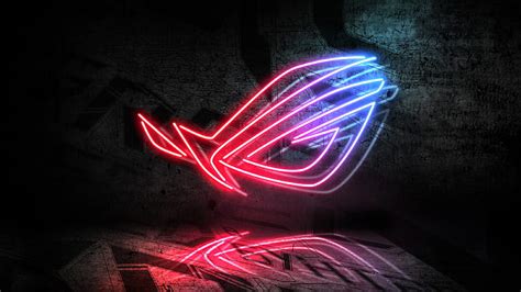 1600x900px | free download | HD wallpaper: Asus ROG Neon Logo 4K ...