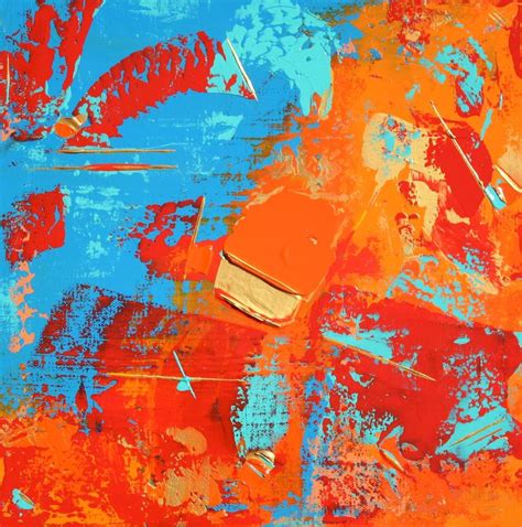 Abstract Red Orange Teal Patterns Painting by Robert Lynn | Saatchi Art