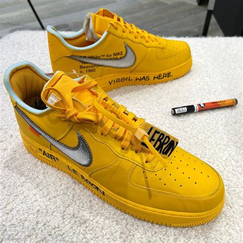 LeBron James Off-White Nike Air Force 1 University Gold | SneakerNews.com