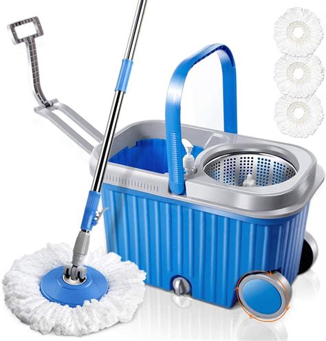 Spin Mop and Bucket System 8L Stainless Steel Mop Bucket with Wringer ...