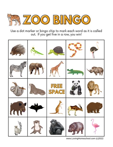 Zoo Bingo - Free Printable for Kids - Taming Little Monsters