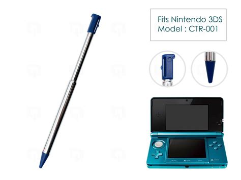 3DS Blue & Silver Stylus Metal Retractable Touch Pen for Nintendo 3DS ...