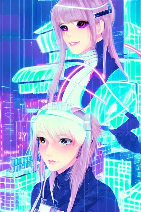 portrait anime visual of futuristic female cyber | Stable Diffusion ...