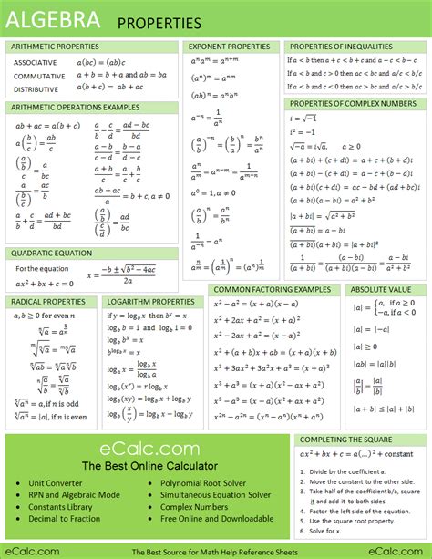 What are ALL the rules and properties of algebra? : r/learnmath