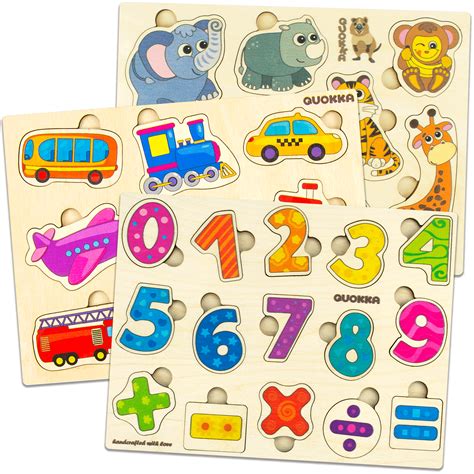 Quokka Wooden Puzzles for Toddlers 1 2 3 Year Olds, 3 Pack Puzzles ...