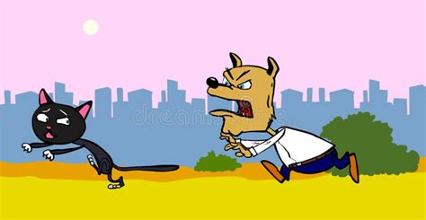 Dog chasing cat stock illustration. Illustration of chasing - 43260888