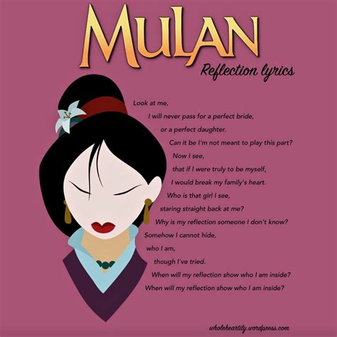 Reflection Lyrics | Reflection Lyrics from Disney's Mulan. | Melissa ...