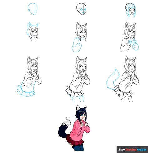 How to Draw an Anime Wolf Girl - Easy Step by Step Tutorial