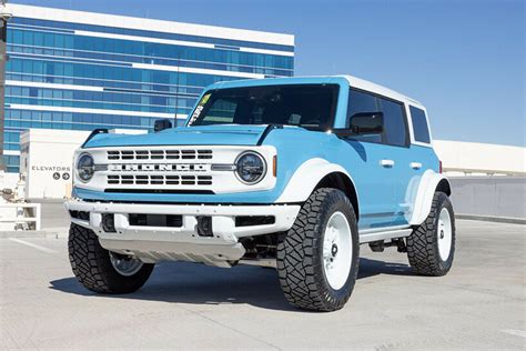 retro-inspired baby blue ford bronco with gloss white pops is now on sale