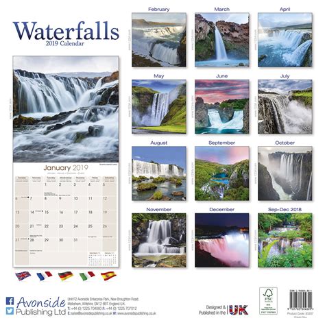 Waterfalls Calendar, Scenery Calendars | MegaCalendars