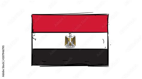 Cartoon, vector hand drawing of Egypt flag illustration Stock Vector ...