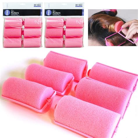 12 Medium Foam Hair Rollers Curls Waves Soft Cushion Curlers Care ...