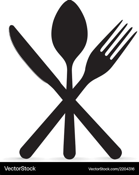 Crossed fork knife and spoon Royalty Free Vector Image