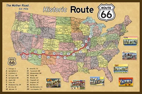 Free Printable Route 66 Map – Printable Map of The United States