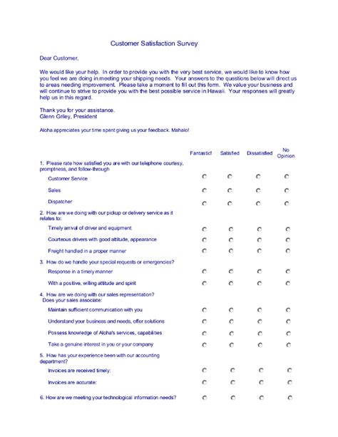 Sample Customer Satisfaction Survey Cover Letter | Onvacationswall.com