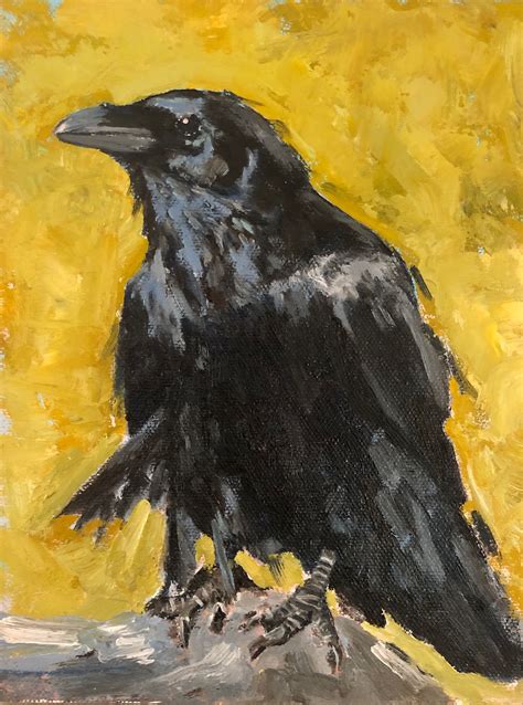 Oil Painting of Raven Black Crow, Small (6x8) Affordable Wall Art ...