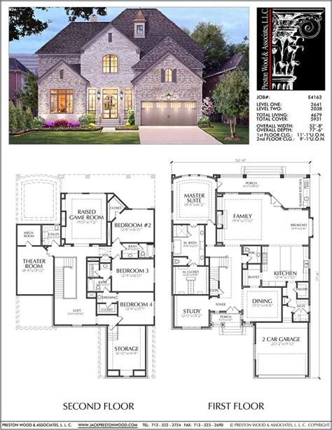 Unique Two Story House Plan with Three Car Garages and Front Porch