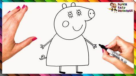 How To Draw Mommy Pig From Peppa Pig Step By Step Mommy Pig Drawing Easy