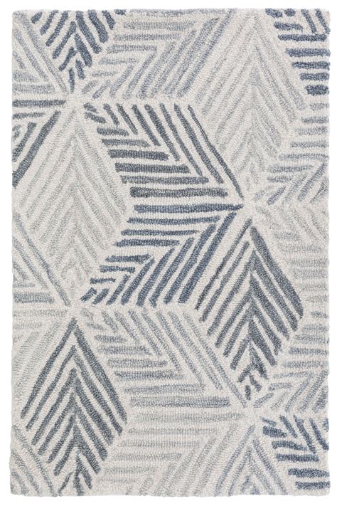 Dash and Albert Rugs Karari Handmade Looped/Hooked Wool Gray/Blue Rug ...