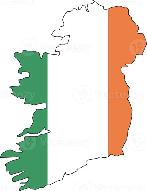 Ireland map city color of country flag. 12177288 PNG