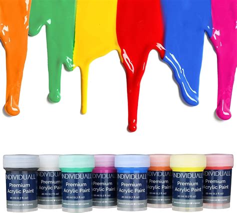 Premium Acrylic Paint Set by individuall - 8 Professional Grade Acrylic ...